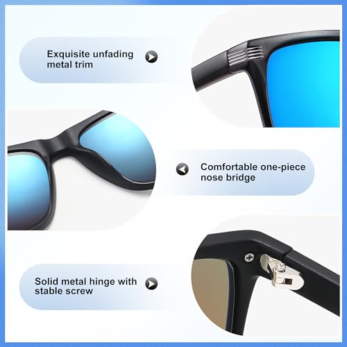 Madison Avenue 2 Pack Square Sports Polarized Sunglasses for Men UV Protection with Eyeglasses Straps, Mens Retro Sun Shades3