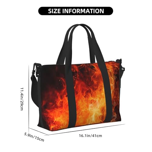 Travel Duffel Bag for Men Gym Bag, Roaring Flame Luggage Bag with Shoulder Strap, Large Gym Tote Bag for Women, Weekender Overnight Bag, Foldable Carry on Bag for Airplane3
