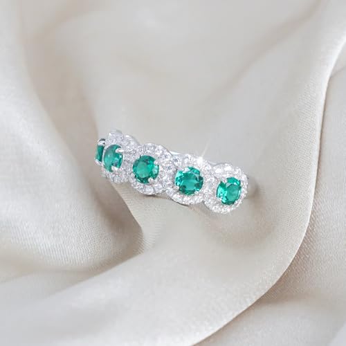 Ring 925 Sterling Silver Rhodium Plated Cubic Zirconia Round Shape Cut 1.11 Carats Solitaire Colored Gemstone Prong Setting Engagement Wedding Bands for Women Fashion Accessory Jewelry3