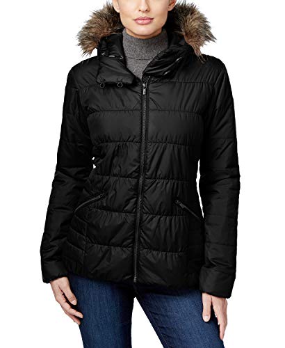 Columbia Women's Sparks Lake Faux-Fur-Trim Thermal Coil Puffer Jacket, Black (Medium)