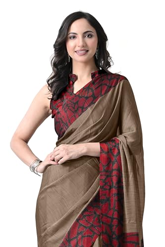 Image of MIRCHI FASHION Saree for Woman Chiffon Georgette Polka Dot Border | Plain Lightweight Women's Sari with Printed Pallu and Blouse Piece