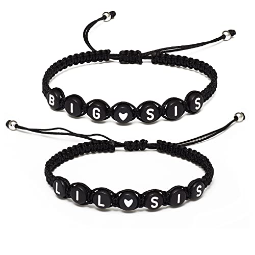 Matching Heart Bracelet set for 2,3 Big Sis Little Sis Sisters Handmade Braid Adjustable Bracelet Set BFF Friends Bracelet Set Gift for Sisters