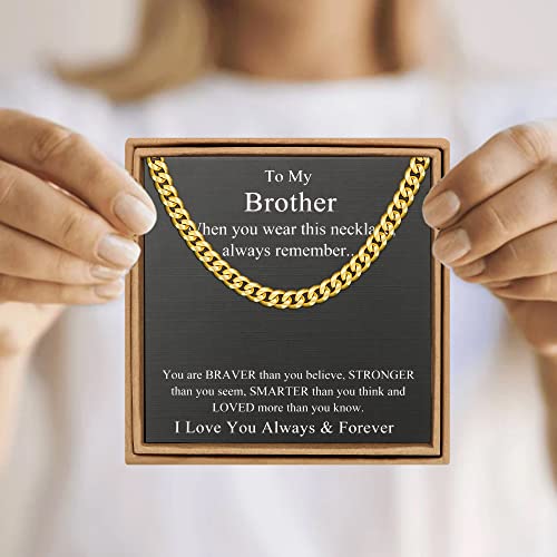Image of JoycuFF Gifts for Brother from Sister Birthday Graduation Cuban Chain 6MM 26 Inches Stainless Steel Necklace Unique Father's Day Christmas Hip Hop Jewelry