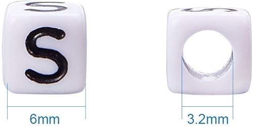 Vista 102 de FASHEWELRY 300 cuentas de letras acrílicas blancas de 0.236 x 0.236 pulgadas (0.236 x 0.236 in), cuentas del alfabeto para hacer pulseras