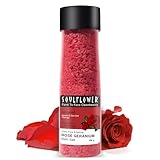 Soulflower Epsom Bath Salt Rose Geranium | Foot, Body, Muscle Aches, Pain Relief | Relaxing | Moisturised, Soft, Hydrated Skin | Vitamin E, Rose & Geranium Oils | Pure & Natural | 500g (Pack of 1)