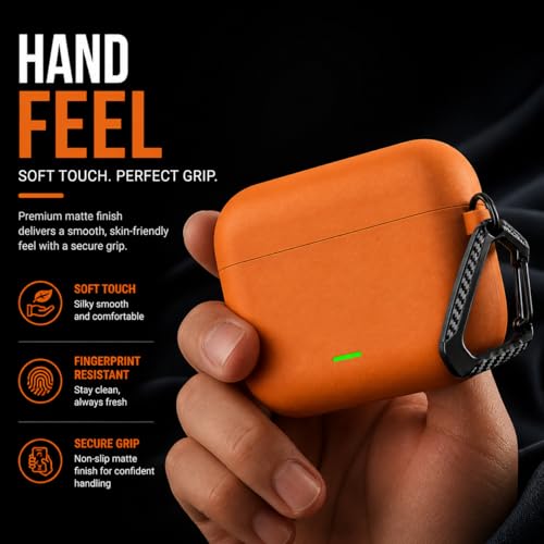 Image of Anvique Silicone Case Cover for Realme Buds T500 Pro, Shockproof Protective Earbuds Cover with Keychain Hook, Anti-Scratch Soft Silicone Skin, Full Body Protection Case (Orange T)