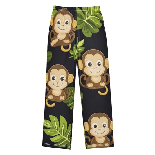 Monkey and Leaf Boys Long Pants Soft Trousers Elastic Waist Kids Lounge Bottoms with Pockets S-XL