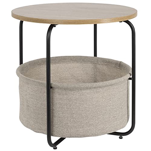 ONVAYA® Beistelltisch Charles | Couchtisch rund mit Korb | ideal als...