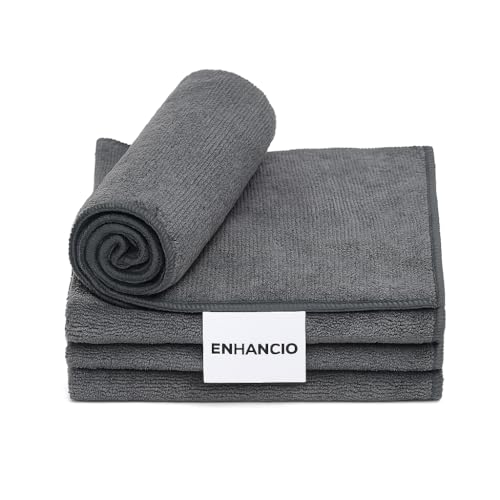 Image of Microfiber Cleaning Cloth, 350 GSM 40x40 cm | Ultra Soft Lint Free Scratch Free Towels for Car Bike Kitchen Glass Home Cleaning | Highly Absorbent Reusable Dusting Cloth | Pack of 4 | Grey
