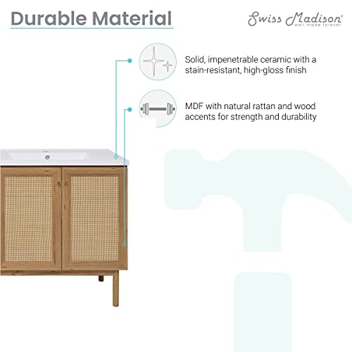 Image of Classe 60 inch Freestanding Bathroom Vanity in Golden Oak with Double Basin Sink Top