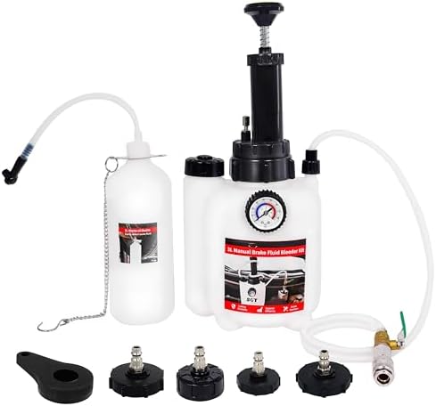 SGT 3L Brake Bleeder Kit��Manual Brake Bleeder Fluid Pump with 1L Brake Fluid Bleed Bottle and 4 Master Cylinder Adapters for Most Vehicles