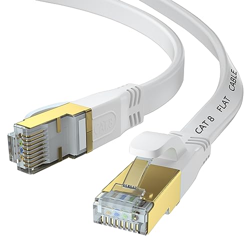 Cable Ethernet Cat 8 de 1 m, 2 m, 5 m, 10 m, 15 m, 20 m, 30 m, 50 m, cable de red LAN de Internet de alta velocidad, SFTP chapado en oro, RJ45 40 Gbps 2000 Mhz, para módem/juegos, más rápido que Cat7