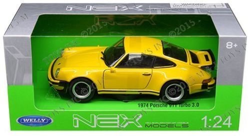 Welly New 1:24 W/B Collection - Yellow 1974 Porsche 911 Turbo 3.0 Diecast Model Car