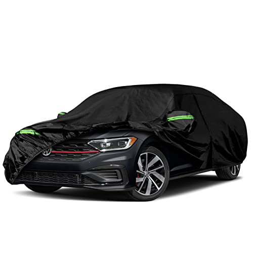 Image of Waterproof Car Covers Replace for 2010-2025 VW Jetta, 6 Layers All Weather Custom-fit Car Cover with Zipper Door & Windproof Bands for Snow Rain Dust Hail Protection (Jetta)
