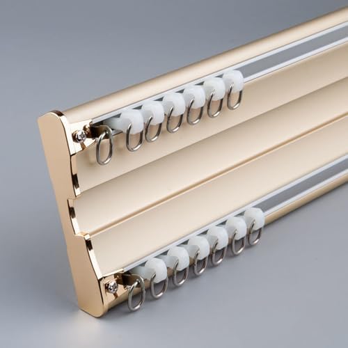 Upgraded 3.3ft Double Track Ceiling Mount Aluminum Alloy Curtain Rod with Silent Roller for Drapes & Room Dividers - Indoor/Outdoor Use - Yellow 4.2m