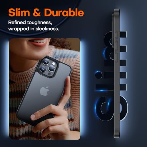 Image of TAURI for iPhone 15 Pro Max Case, with Screen Protector, Matte Black | Anti-Yellowing Military-Grade Protection Shockproof Slim Phone Case for iPhone 15 Pro Max