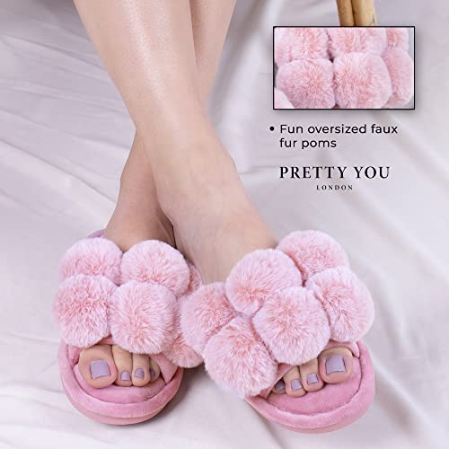 Dolly Pom Pom Slippers in Grey2