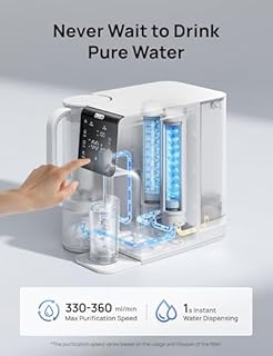 DREO Reverse Osmosis Water Filter Countertop, 7-Stage RO Water Filtration System, 2 Water Pure Pitchers design, Installation-Free, Reduce TDS, Water Filter Pitcher for Home, Kitchen, 3:1 Pure to Drain