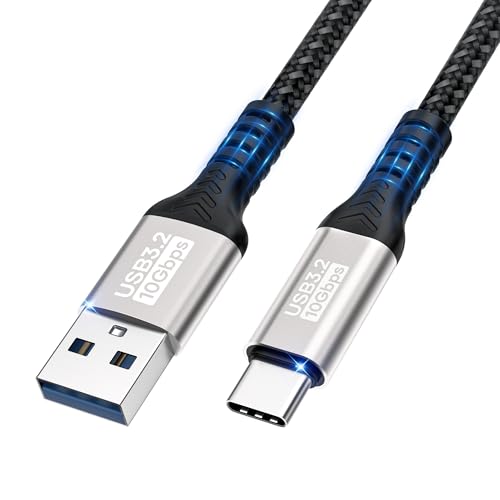 USB A auf USB C Kabel 2M,10Gbit/s Datenübertragung 3A Schnellladekabel für iPhone 17/16/15/Pro Max Samsung Galaxy S24 S23 S22 S21,A55 A54 A35 A16/iPad Pro/externe SSD/USB auf Typ C Gerät