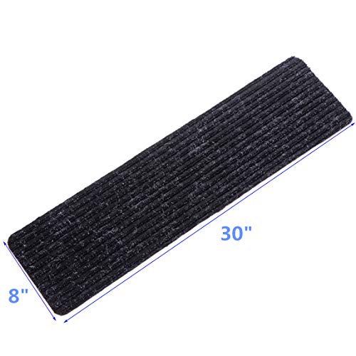 14 Pack-(8"x 30"), Non-Slip Stair Treads Carpet Indoor, Anti Slip Stair Mats, Skid Resistant Rubber Backing for Child Proofing/Pet Safety/Elderly Safety, Black