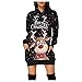Weihnachten Winterkleider Damen Jumperkleid Weihnachtskleid Warm Xmas Gedruckt Jumperkleid Mit Rentier Weihnachten Kapuzenpullover Langarm Große Größen Hoodie Abendkleid Partykleid Wickelkleid