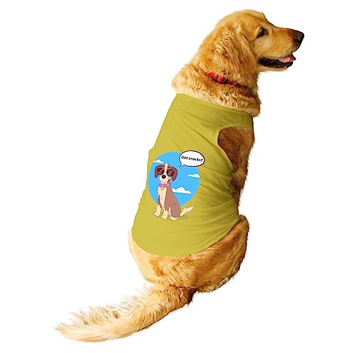 Image of Ruse Got Snacks Printed Dog Round Neck Sleeveless Vest Tank T-Shirt /Tees Apparel /Clothes /Tees Gift for Dogs((Yellow / /XXL (Saint Bernard, Great Dane etc.)