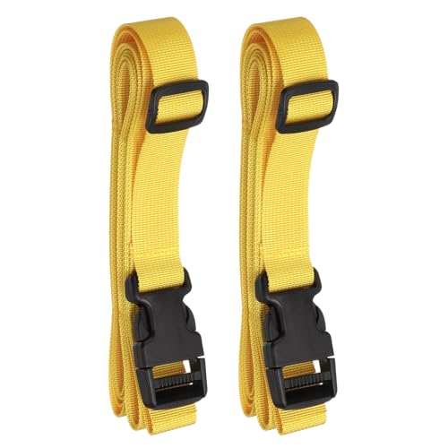 Image of HARFINGTON 2pcs Luggage Straps 1 inch x 118 inch Utility Multi-Purpose Luggage Connector Strap Nylon Adjustable Suitcase Belt with Buckle for Travel Outdoor Bag Luggage Packing Accessories, Gold