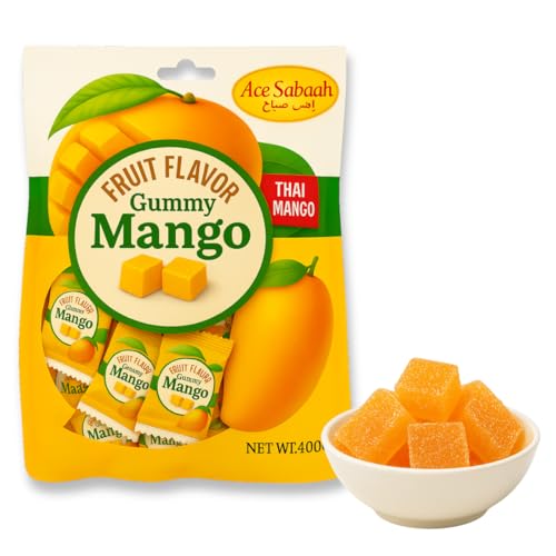 Thai Mango Gummi Candies – Made with Real Mango Juice, Soft and Chewy Texture, 35 Individually Wrapped Pieces (14.1oz/400g)