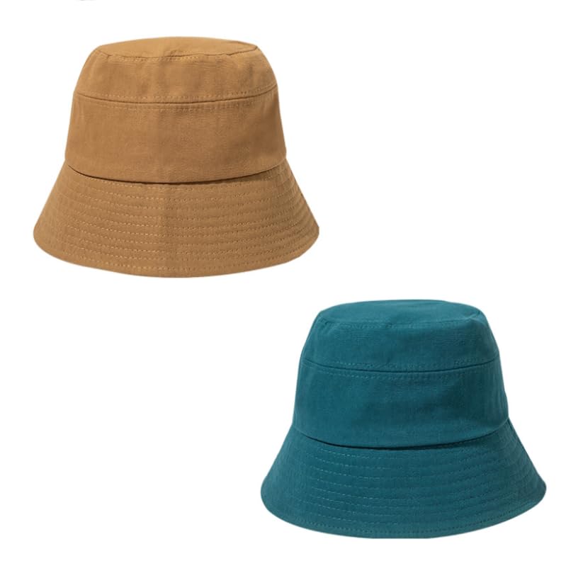 2PCS Unisex Cotton Bucket Hat for Women Men, Denim Packable Fisherman, Summer Sun Beach Hat for Casual Trips (M,06)