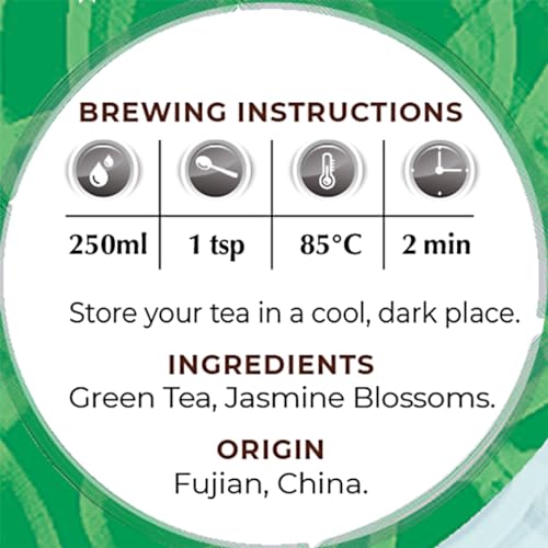 The Exotic Teapot - Supreme Jasmine Pearls Tea, 75g Tin, Premium Hand-Rolled Green Tea, Scented with Real Jasmine Blossoms