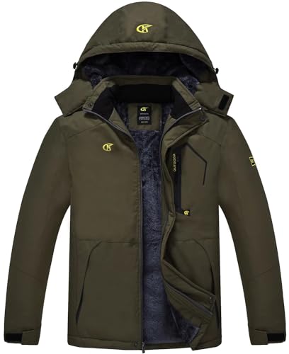 Image of QPNGRP Mens Waterproof Fleece Ski Jacket Windproof Winter Snow Coat