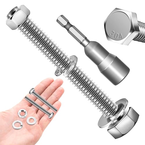 Image of (6 Sets) 3 /8 Bolt, 3 /8-16 x 3 Hex Head Screws, Assorted Screws Nuts and Bolts with Flat & Lock Washers, Stainless Steel 3 /8 Bolts and Nuts Set, Fully Threaded by Marysino