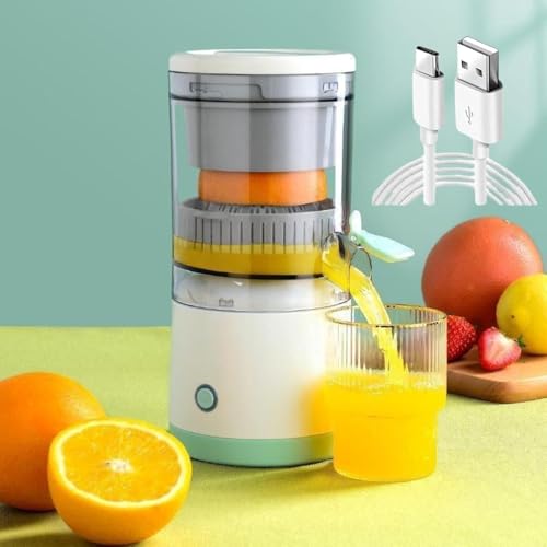 Image of Portable Personal Blender Bottle - USB Rechargeable Smoothie Maker with Travel Lid, Powerful Mini Juicer for Fruits & Vegetables, BPA-Free, Easy Clean (Multicolour, Full-Automatic Orange Juicer)