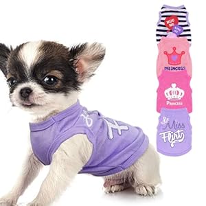 4 Pieces Dog Clothes for Small Dogs Girl Summer Soft Puppy Clothes Cute Chihuahua Teacup Dog Clothes Female Dog Shirts Breathable Pet Clothing Pink Girl Dog Clothes (XX-Small)