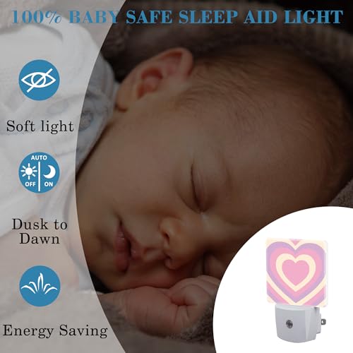 Image of Pink Love Swirl Night Light for Kids, LED Night Light Plug into Wall with Dusk to Dawn Sensor for Girls Boys Women Men Room Decor, Hallway, Kitchen, Bathroom, Nursery, Stairs