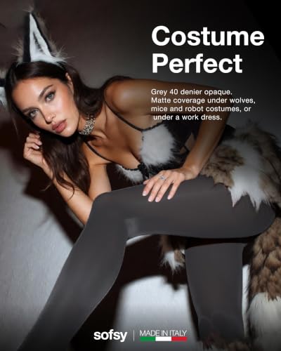 Image of sofsy Italian Rip-Resistant 40 Den Opaque Tights for Women