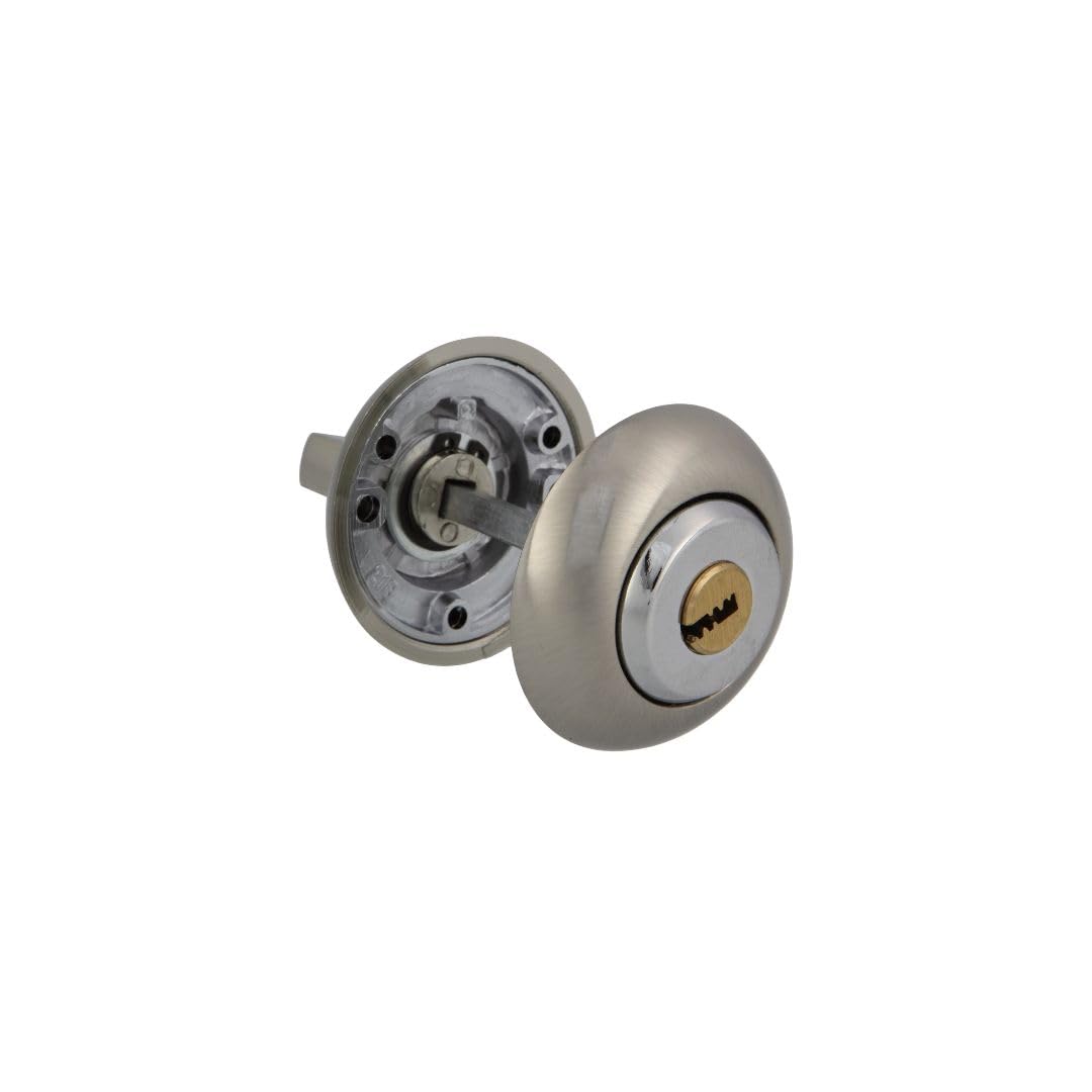 Amig Silver - Muletilla With Point Key Mod. 50R-Kd | Cylinder-Condemnation Combination | Matte Chrome | Increases Safety In Entrance Doors | For Doors From 35 To 45 Mm Thick | Rosette Ø54 Mm