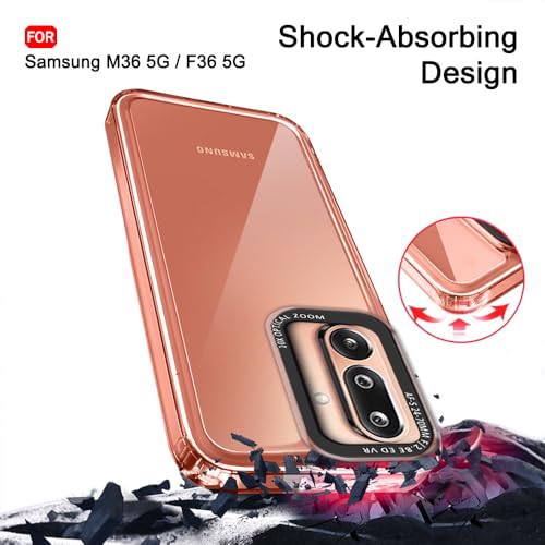Image of TheGiftKart Hybrid Shockproof Back Cover Case for Samsung Galaxy M36 5G / F36 5G | Stylish Camera Border | Electroplated Buttons | Crystal Clear Hard Back Cover Case (TPU & PC, Transparent Bumper)