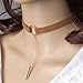 JczR.Y Brown Leather Choker Necklace Gold Long Chain Bar Pendant Necklace Wide Velvet Collar for Women Fashion Jewelry Gifts(brown/gold)