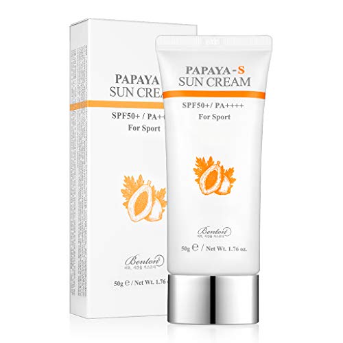 BENTON Papaya-S Sun Cream SPF 50 PA +++ 50g (1.76 fl.oz.) - Papaya Vitamins Nourishing & Moisturizing Facial UV Block Cream, Natural Suncreen, Anti-Wrinkle Care