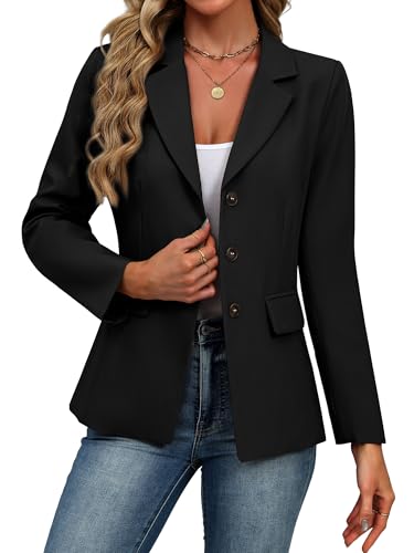 ELLEVEN 2025 Womens Business Casual 3 Button Blazers - Long Sleeve Slim Fit Suit Work Office Jacket with Pockets2