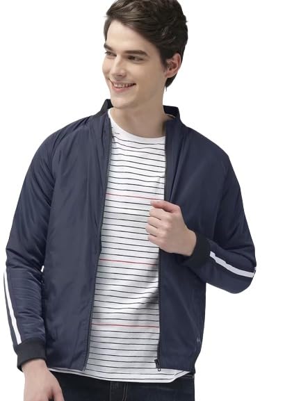 Stylish Long Sleeves Winter Wear Blue Zipper Jacket For Men-picture-46