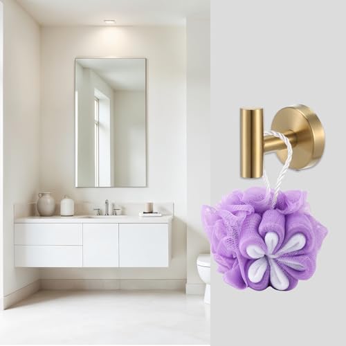 Afcabakila 8-Pack Gold Stainless Steel Towel Hooks Wall/Door/Cabinet Mounted Robe Hooks for Hanging Towels & Coats, Suitable for Bathroom, Bedroom, Kitchen, Hotel, and Pool Storage
