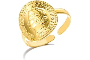 Minimalist Elizabeth Queen Coin Signet Rings