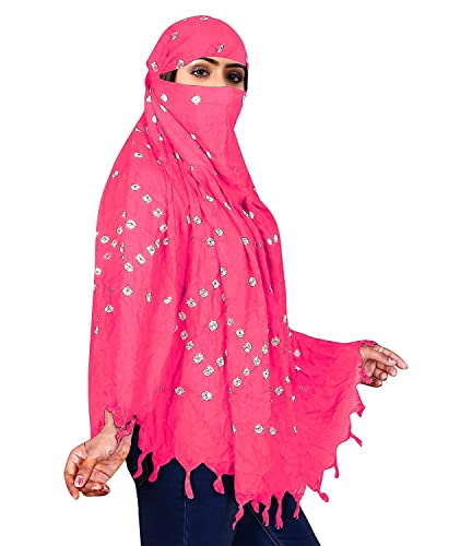 Image of Cotton Long Scarf Cum Mask Scarves Usable for Vehicle Driver | White Printed Design Fabric | Universal Size | Soft & Breathable Sun Protection | For Girl & Women