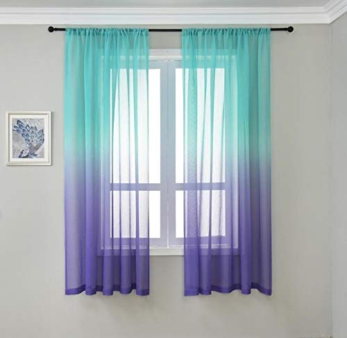 Thermal Insulated Room Curtains Drapes Colorful Rainbow Gradient Sheer Curtain for Living Room Wedding Party Decoration Organza Country Style Tende (Color : B, Size : Hook)