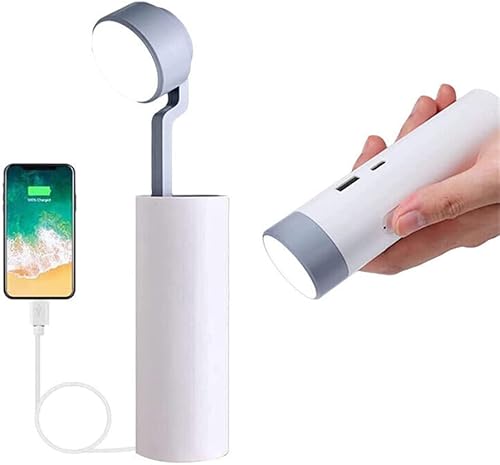 Lámpara de escritorio LED retráctil 4 en 1 con soporte para teléfono linterna recargable plegable con banco de energía luz de libro de lectura