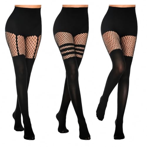 Image of NXITK 2 Pack Goth Tights - Ripped Gothic Tights for Women