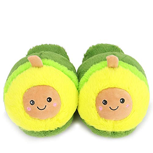 Womens Novelty Slippers Cartoon Avocado Plush Slippers Warm Winter Slippers Bedroom Slippers 4-8 (4-8) Green