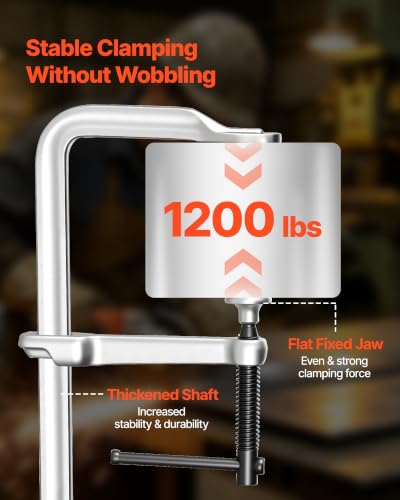 Image of VEVOR Bar Clamps for Woodworking, 4-Pack, 12 inch Opening, 4.72 in Throat Depth, 1200 lbs Load Limit, Sturdy Steel Forging and Casting, with Swivel Jaw and T-Handle, for Wood Working and Metal Working